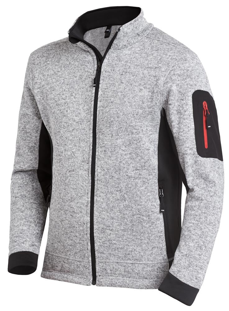 FHB Strickfleece Jacke Christoph grau / schwarz