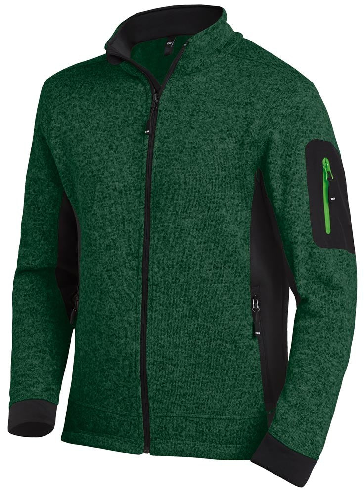 FHB Strickfleece Jacke Christoph grün / schwarz